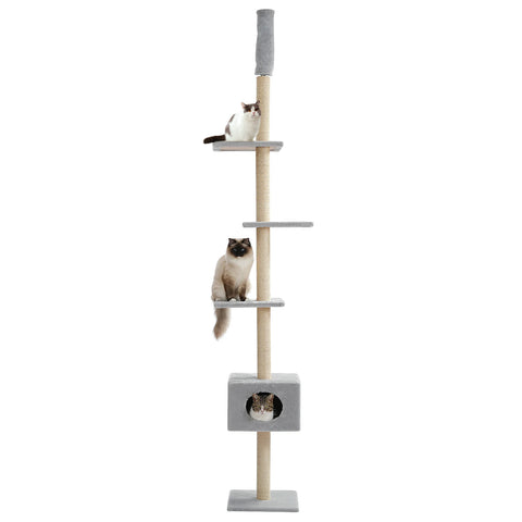 Domestic Delivery Height 238-274cm Cat Tree Condo Scratching Post Floor to Ceiling Adjustable Cat Scratcher Protecting Furniture