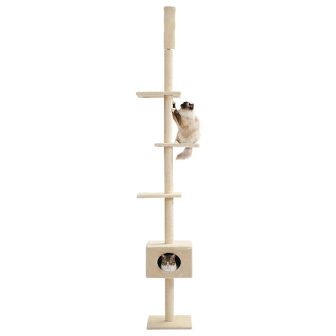 Domestic Delivery Height 238-274cm Cat Tree Condo Scratching Post Floor to Ceiling Adjustable Cat Scratcher Protecting Furniture