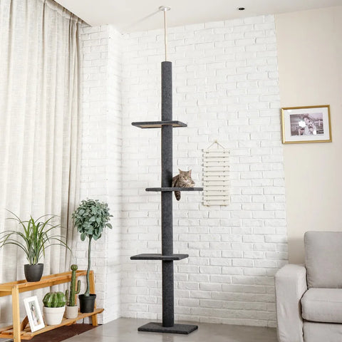 Domestic Delivery Height 238-274cm Cat Tree Condo Scratching Post Floor to Ceiling Adjustable Cat Scratcher Protecting Furniture