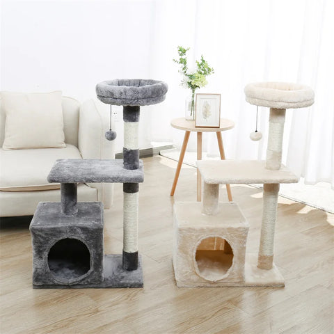 Cat Scratcher Tower Home Furniture Cat Tree Pets Hammock Sisal Cat Scratching Post Climbing Frame Toy Spacious Perch