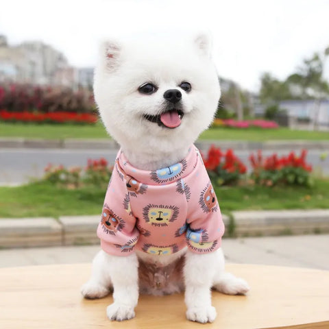 Cartoon Print Cute Pet Clothes for Small Dogs Cats Warm Vest Leisure Shirt Puppy Kitten Accessory Clothes