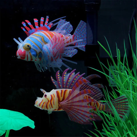 Aquarium Artificial Luminous Lionfish Fish Tank Landscape Silicone Fake Fish Floating Glow In Dark Ornament Home Decoration