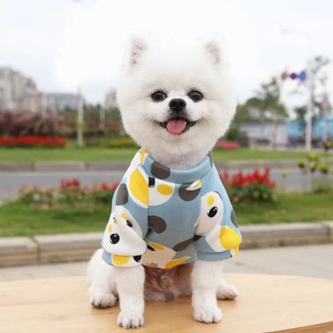 Cartoon Print Cute Pet Clothes for Small Dogs Cats Warm Vest Leisure Shirt Puppy Kitten Accessory Clothes