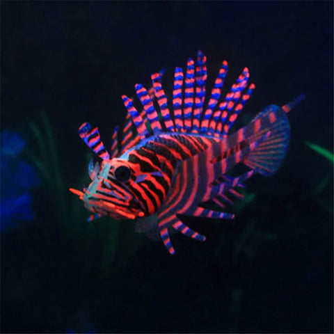 Aquarium Artificial Luminous Lionfish Fish Tank Landscape Silicone Fake Fish Floating Glow In Dark Ornament Home Decoration