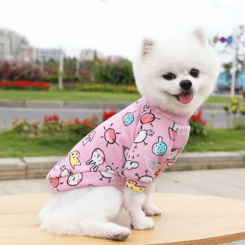 Cartoon Print Cute Pet Clothes for Small Dogs Cats Warm Vest Leisure Shirt Puppy Kitten Accessory Clothes