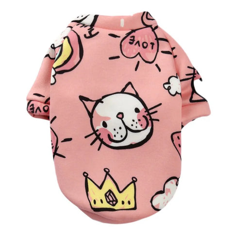 Cartoon Print Cute Pet Clothes for Small Dogs Cats Warm Vest Leisure Shirt Puppy Kitten Accessory Clothes