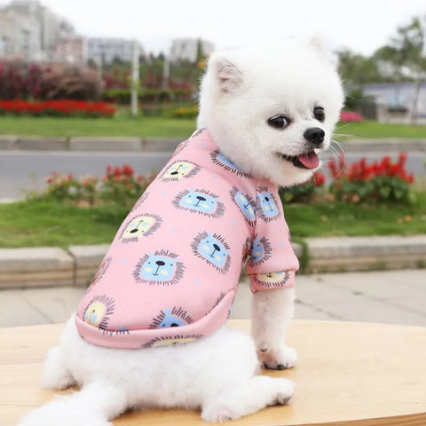 Cartoon Print Cute Pet Clothes for Small Dogs Cats Warm Vest Leisure Shirt Puppy Kitten Accessory Clothes