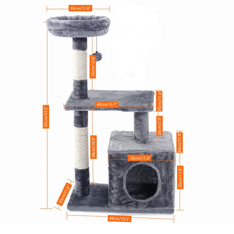 Cat Scratcher Tower Home Furniture Cat Tree Pets Hammock Sisal Cat Scratching Post Climbing Frame Toy Spacious Perch