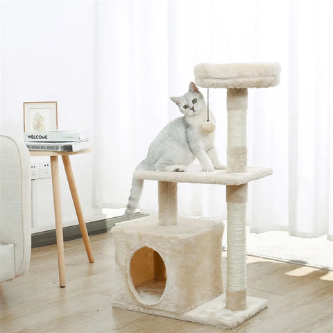 Cat Scratcher Tower Home Furniture Cat Tree Pets Hammock Sisal Cat Scratching Post Climbing Frame Toy Spacious Perch