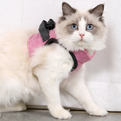 Adjustable Anti-Escape Small Cat Belt Kitten Harness Light Breathable Soft Pet Vest Wiring Harness Traction Belt Kitten Walking