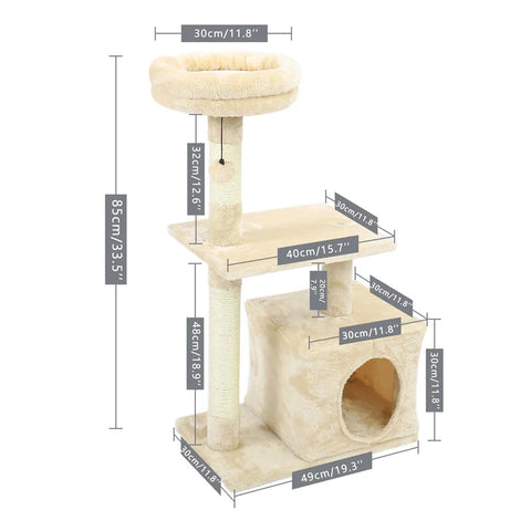 Cat Scratcher Tower Home Furniture Cat Tree Pets Hammock Sisal Cat Scratching Post Climbing Frame Toy Spacious Perch