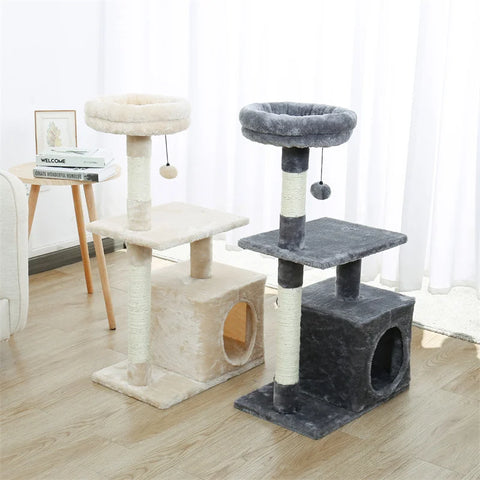 Cat Scratcher Tower Home Furniture Cat Tree Pets Hammock Sisal Cat Scratching Post Climbing Frame Toy Spacious Perch