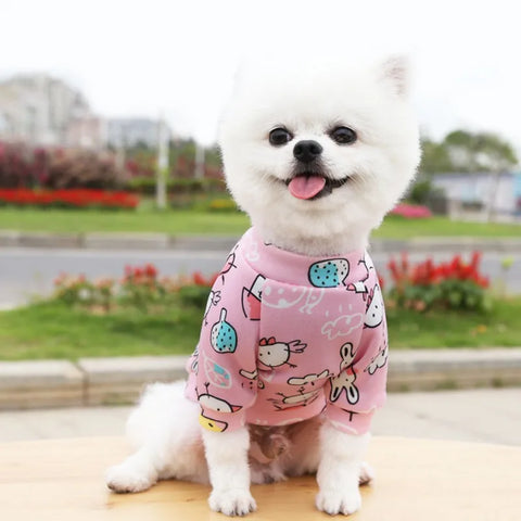 Cartoon Print Cute Pet Clothes for Small Dogs Cats Warm Vest Leisure Shirt Puppy Kitten Accessory Clothes