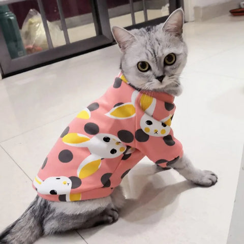 Cartoon Print Cute Pet Clothes for Small Dogs Cats Warm Vest Leisure Shirt Puppy Kitten Accessory Clothes