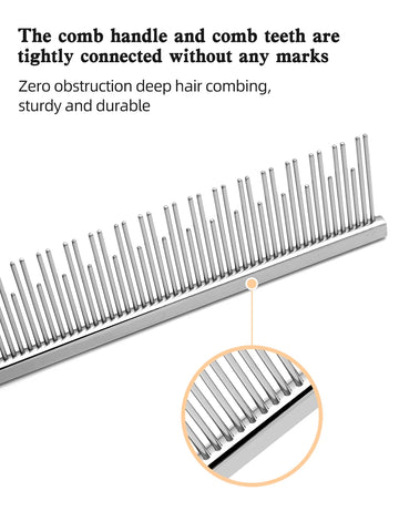 Cat comb with floating hair, open knots, cloth doll, long hair, cat comb size L, long short needle, double toothed comb, copper