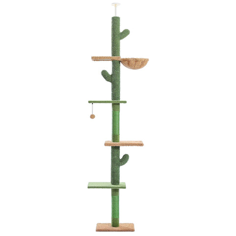 Adjustable 239-275cm Height Cactus Cat Tree Scratching Post Cat Scratcher Tall Cat Climbing Tree Kittens Jumping Frames Cat Toy