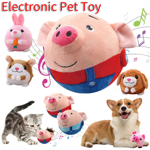 Electronic Pet Dog Toys Music Vibration Bouncing Ball Bite Puppy Ball Active Moving Pet Plush Sing Dog Chewing Dog Accessories