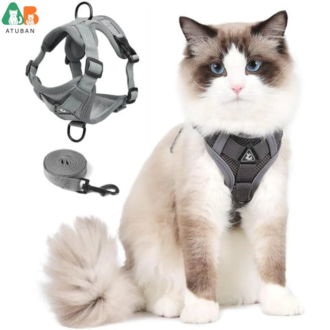 Cat Harness and Leash Set for Small to Large Cats Adjustable Cat Vest Harness Reflective Trim Universal Cat Leash and Harness