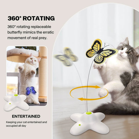 All For Paws Cat Toy Flutter Bug Interactive Electronic Cat Stimulating Toy Interactive Butterfly Flutter Bug Cat Automatic Toys