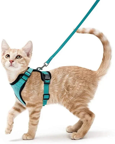 ATUBAN Cat Harness and Leash for Walking,Escape Proof Soft Adjustable Vest Harnesses for Cats,Easy Control Breathable Reflective