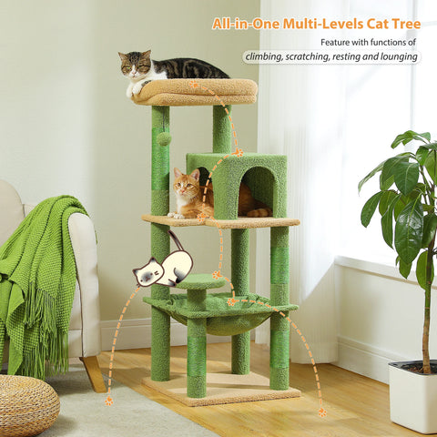 Multi-Level Cat Tree with Scratching Post Luxury Cat Tower with Condo House Cat Scratcher for Indoor Cat Accessories Pet Cat Toy