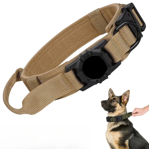 Adjustable Nylon AirTag Holder Dog Collar  Metal Buckle Pet Tactical Collar Dog Accessories Anti Last and Pet Dogs Tracing Safe