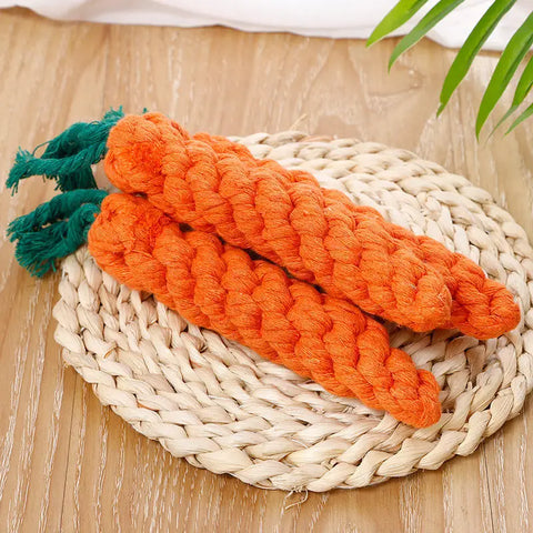 1PC Dog Toy Carrot Knot Rope Ball Cotton Rope Dumbbell Puppy Cleaning Teeth Chew Toy Durable Braided Bite Resistant Pet Supplies