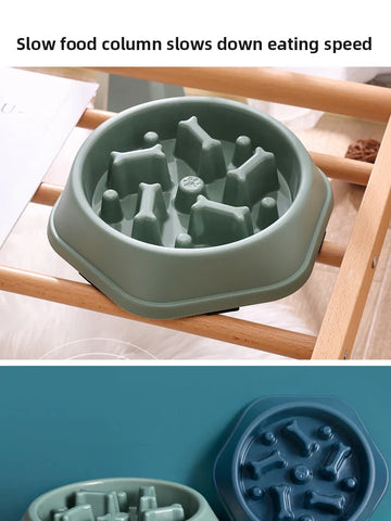 Pet Slow Food Bowl Anti-choking Feeder PP Plastic Dish Bowl Home Dog Eating Plate Anti-gulping Feeding Supplies