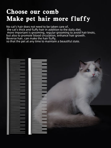 Cat comb with floating hair, open knots, cloth doll, long hair, cat comb size L, long short needle, double toothed comb, copper