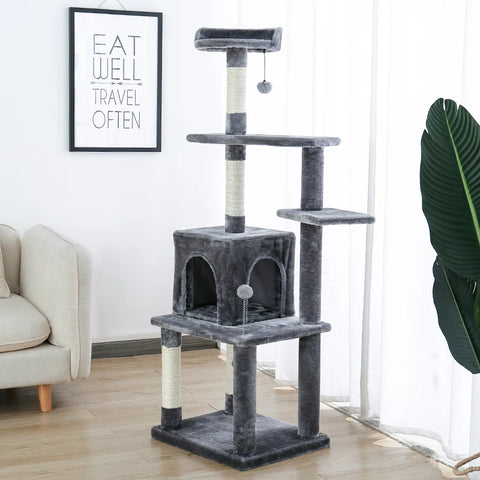 Cat Scratcher Tower Home Furniture Cat Tree Pets Hammock Sisal Cat Scratching Post Climbing Frame Toy Spacious Perch