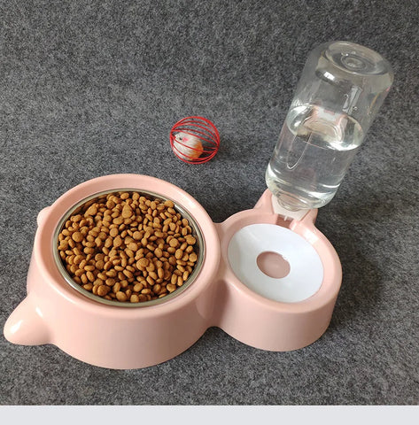 New 2-in-1 Cat Bowl Water Dispenser Automatic Water Storage Pet Dog Cat Food Bowl Food Container with Waterer Pet Waterer Feeder