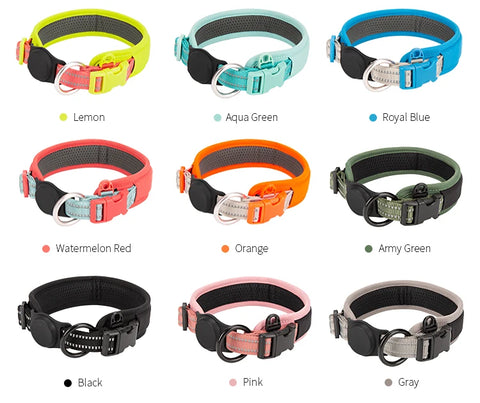 Personalized  AirTag Dog Collar  Adjustable Nylon Reflective Padded Pet Dog Collar for Small Medium Large Dog accessories