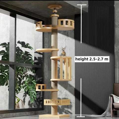 Cat Tree Floor To Ceiling For Large Cats Multifunction Tower Soft Flannel Hammock Sisal Bed Pet Supplies Wooden Cat Scratcher