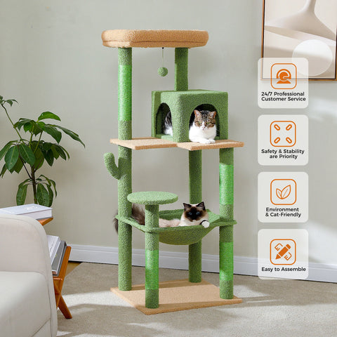 Multi-Level Cat Tree with Scratching Post Luxury Cat Tower with Condo House Cat Scratcher for Indoor Cat Accessories Pet Cat Toy