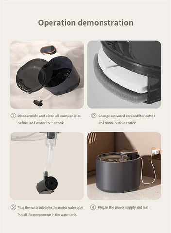 Smart Pet Water Fountain Mute Water Feeder Dog Cat Auto Drinker USB Charge Electric Active Carbon Filter Drinking Dispenser