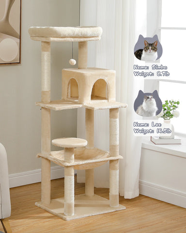 Multi-Level Cat Tree with Scratching Post Luxury Cat Tower with Condo House Cat Scratcher for Indoor Cat Accessories Pet Cat Toy