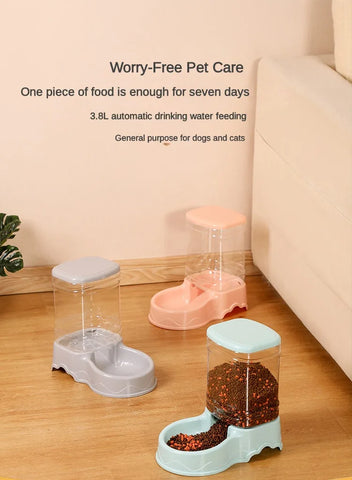 Cat Pet Automatic Feeder Drinking Bowl Large Capacity Dog 3.8L Combination Grain Storage Bucket Supplier