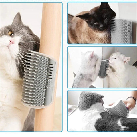 1PC Cat Self Groomer With Catnip Cats Wall Corner Massage Comb Brush Rubs The Face With A Tickling Soft Comb Pet Grooming Supply