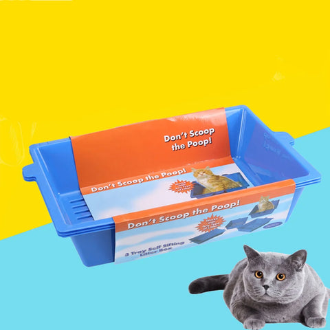 1PC Cat Litter Basin Opening Type Pet Cat Toilet Three-in-one Plastic Cat Supplies Three-layer Pet Cat Litter Box for Pet Cat