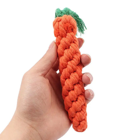 1PC Dog Toy Carrot Knot Rope Ball Cotton Rope Dumbbell Puppy Cleaning Teeth Chew Toy Durable Braided Bite Resistant Pet Supplies