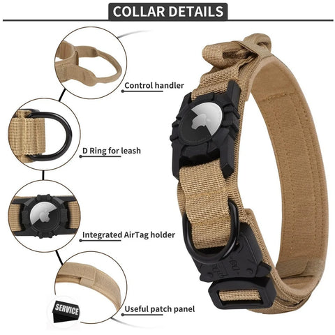 Adjustable Nylon AirTag Holder Dog Collar  Metal Buckle Pet Tactical Collar Dog Accessories Anti Last and Pet Dogs Tracing Safe