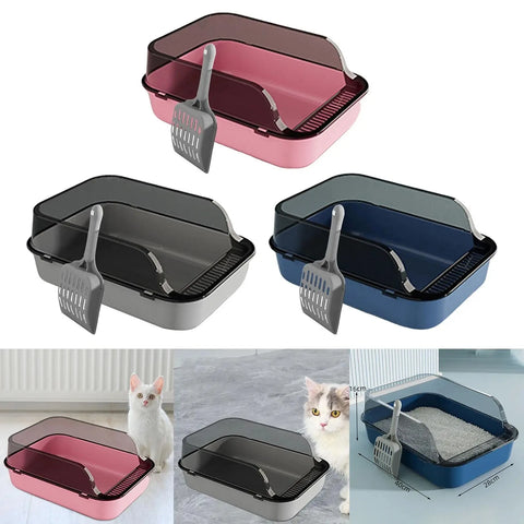 Large Capacity Cat Litter Box, Plastic Anti-Splash Cats Toilet, Pet Sandbox, Kitten Tray, Bedpan, Cleaning Bath Basin Supplies