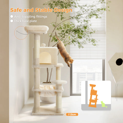 Multi-Level Cat Tree with Scratching Post Luxury Cat Tower with Condo House Cat Scratcher for Indoor Cat Accessories Pet Cat Toy