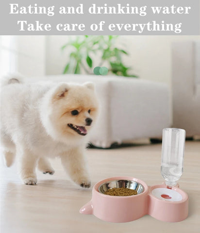 New 2-in-1 Cat Bowl Water Dispenser Automatic Water Storage Pet Dog Cat Food Bowl Food Container with Waterer Pet Waterer Feeder