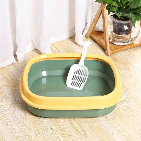 Cat Litter Box Portable Bedpan Removable Pet Cleaning Products Semi-enclosed Box with Shovel Cat Litter Box Cat Supplies