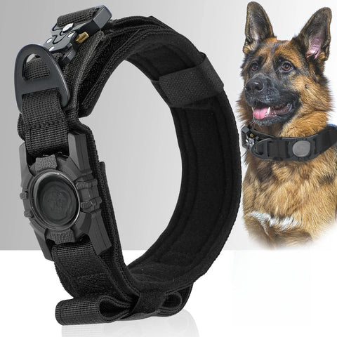 Adjustable Nylon AirTag Holder Dog Collar  Metal Buckle Pet Tactical Collar Dog Accessories Anti Last and Pet Dogs Tracing Safe