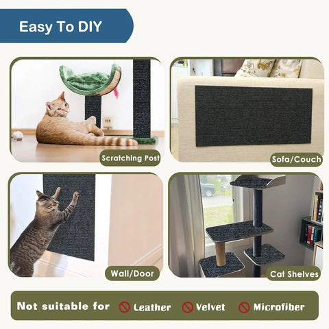 Cats Tree Carpet Mat Cats Scratcher Scratching Protector. Self-Adhesive Pet Furniture Sofa Corner Indoor Trimmable Anti Tower