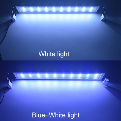 Aquarium LED Light Super Slim Fish Tank Aquatic Plant Grow Lighting Waterproof Bright Clip Lamp Blue LED 18-72cm for Plants 220v