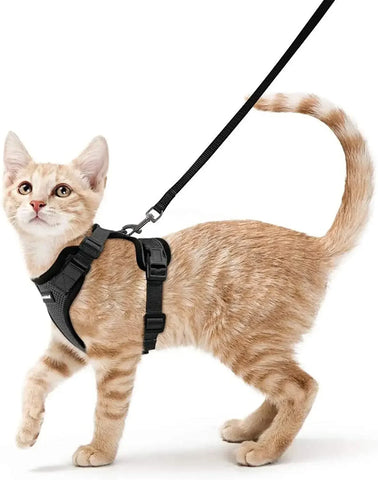 ATUBAN Cat Harness and Leash for Walking,Escape Proof Soft Adjustable Vest Harnesses for Cat,Breathable Reflective Strips Jacket