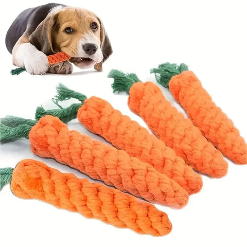 1PC Dog Toy Carrot Knot Rope Ball Cotton Rope Dumbbell Puppy Cleaning Teeth Chew Toy Durable Braided Bite Resistant Pet Supplies